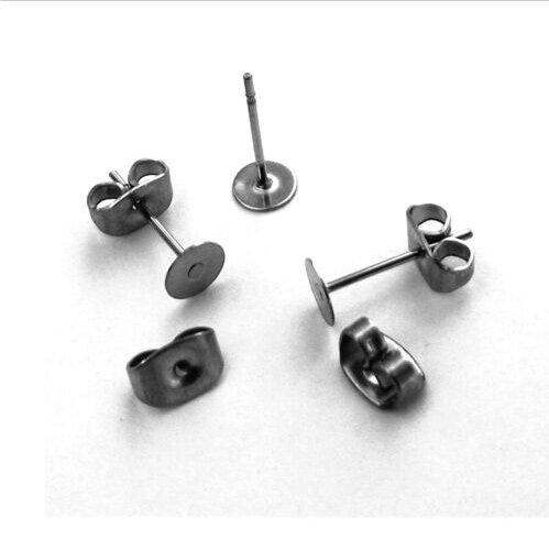 100 Pcs Flat Pad Ear Nuts Clutches Earring Posts Studs+ Scroll Backs Findings