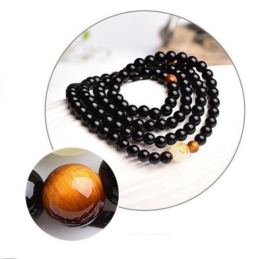 108 Beads Black Onyx Luminous Yoga Dragon Mala Bracelet Multilayer Vintage Beaded Bracelet