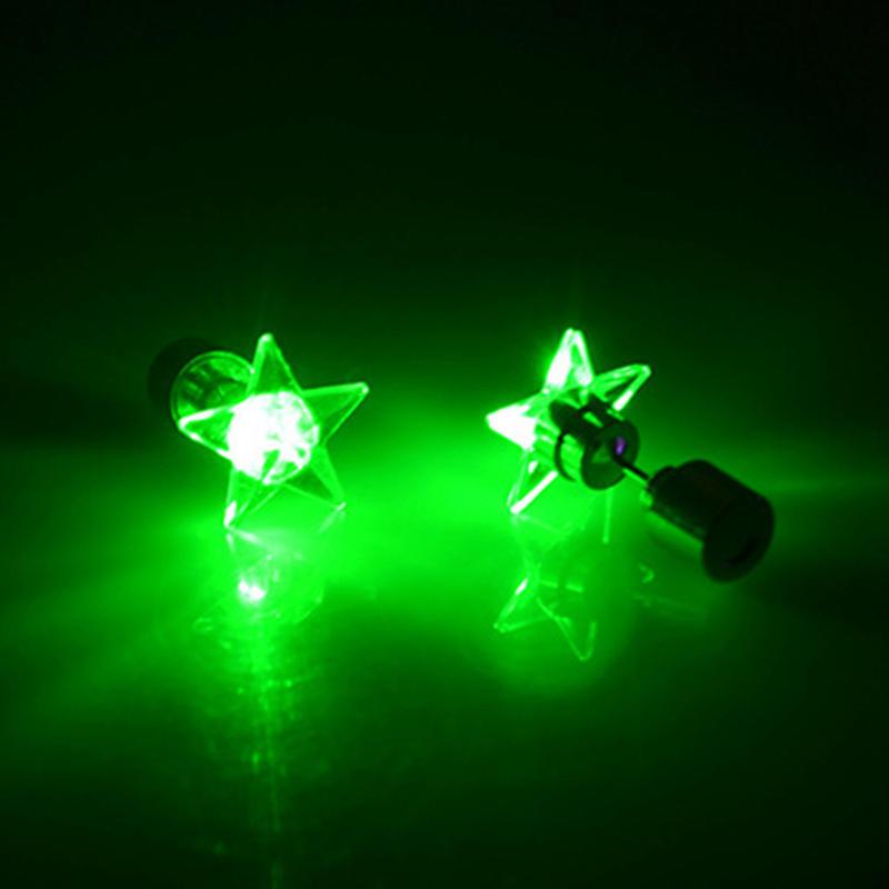 1 Pair Attractive LED Earrings Light Up Star Glowing Charm Ear Stud Women Christmas Gift
