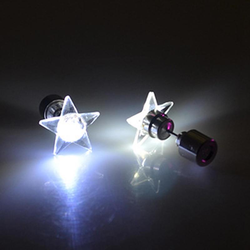 1 Pair Attractive LED Earrings Light Up Star Glowing Charm Ear Stud Women Christmas Gift